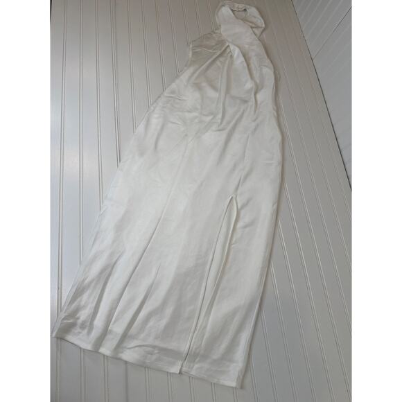 NWOT Lulus Beyond Classy White Satin Halter Midi Dress Wedding Prom Holiday Sz L - Picture 4 of 8